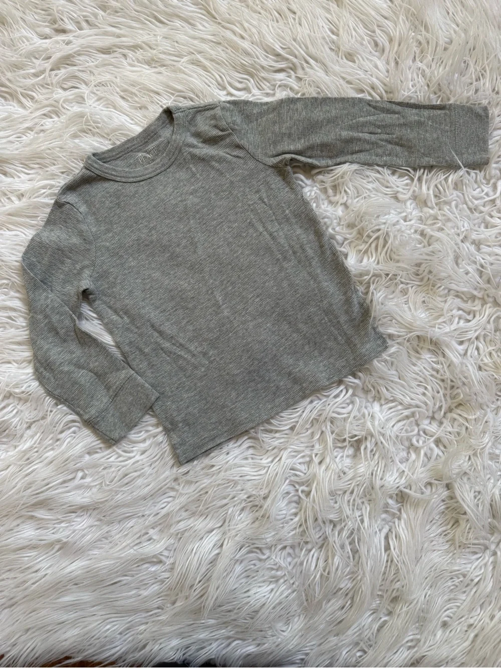The Children's Place Long-Sleeve Waffle Thermal Tops in White and Gray